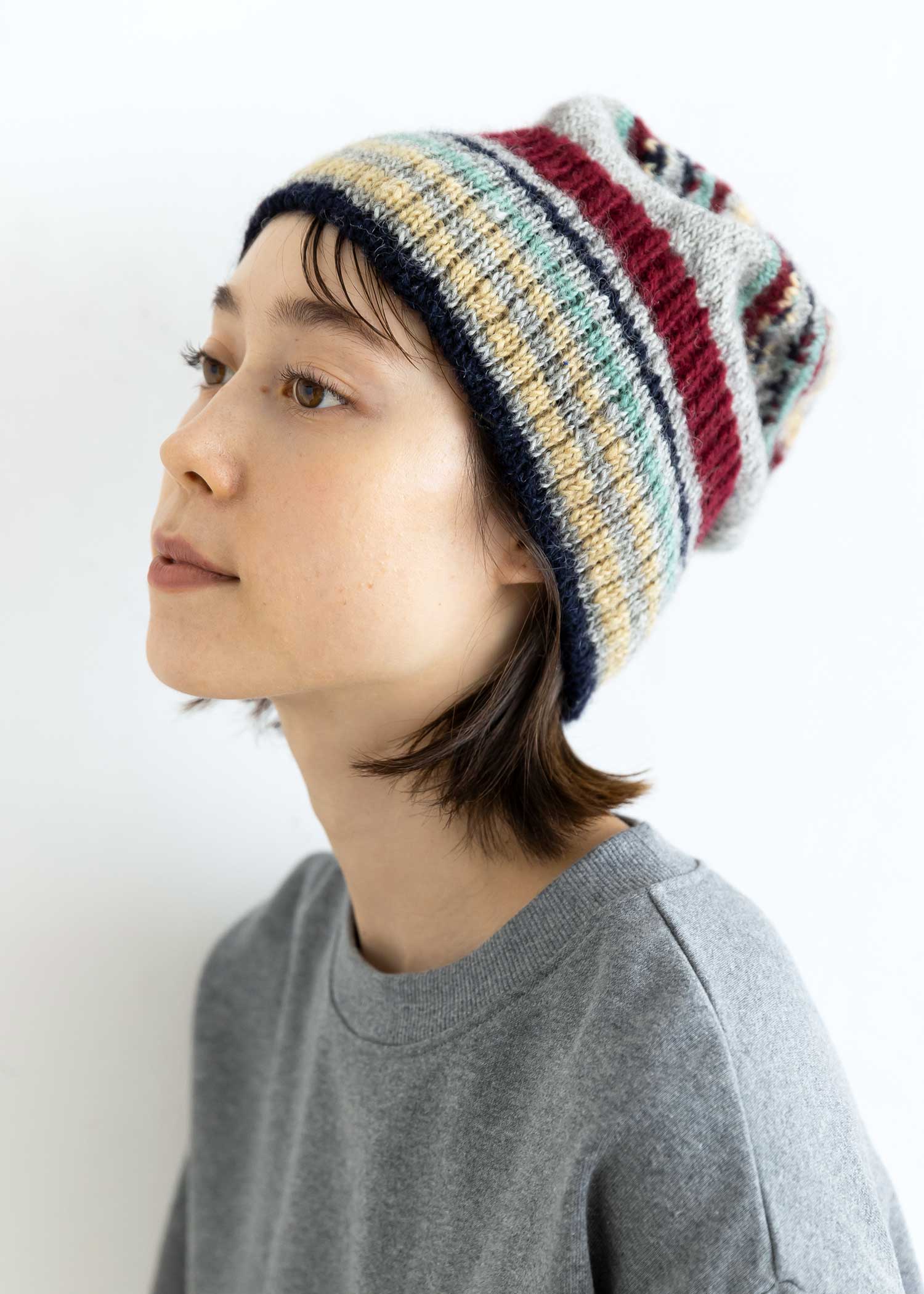 手編み　ニット帽