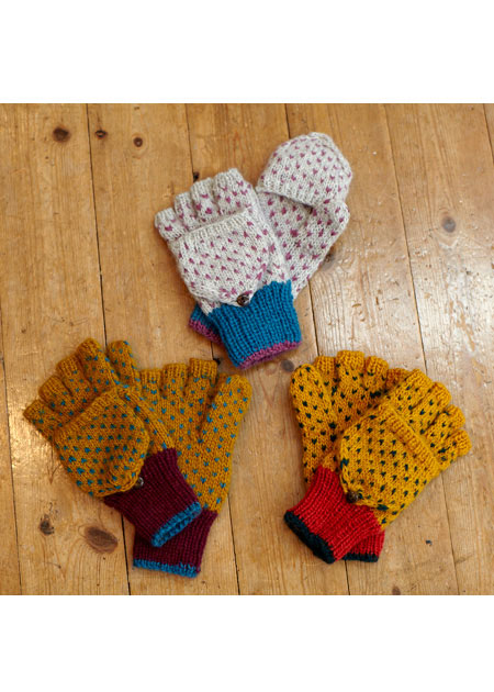 手編みリサイクルウール 手袋
